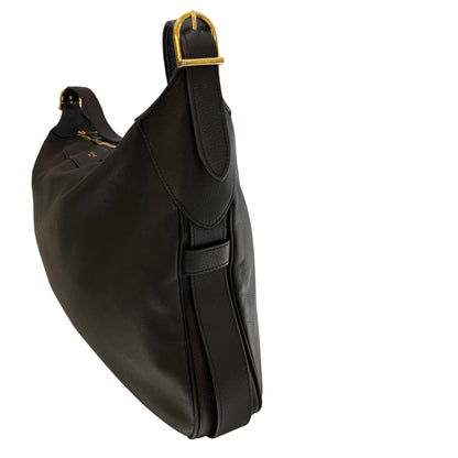 Used CELINE Leather Sangle Bucket Bag Shoulder Bag Black