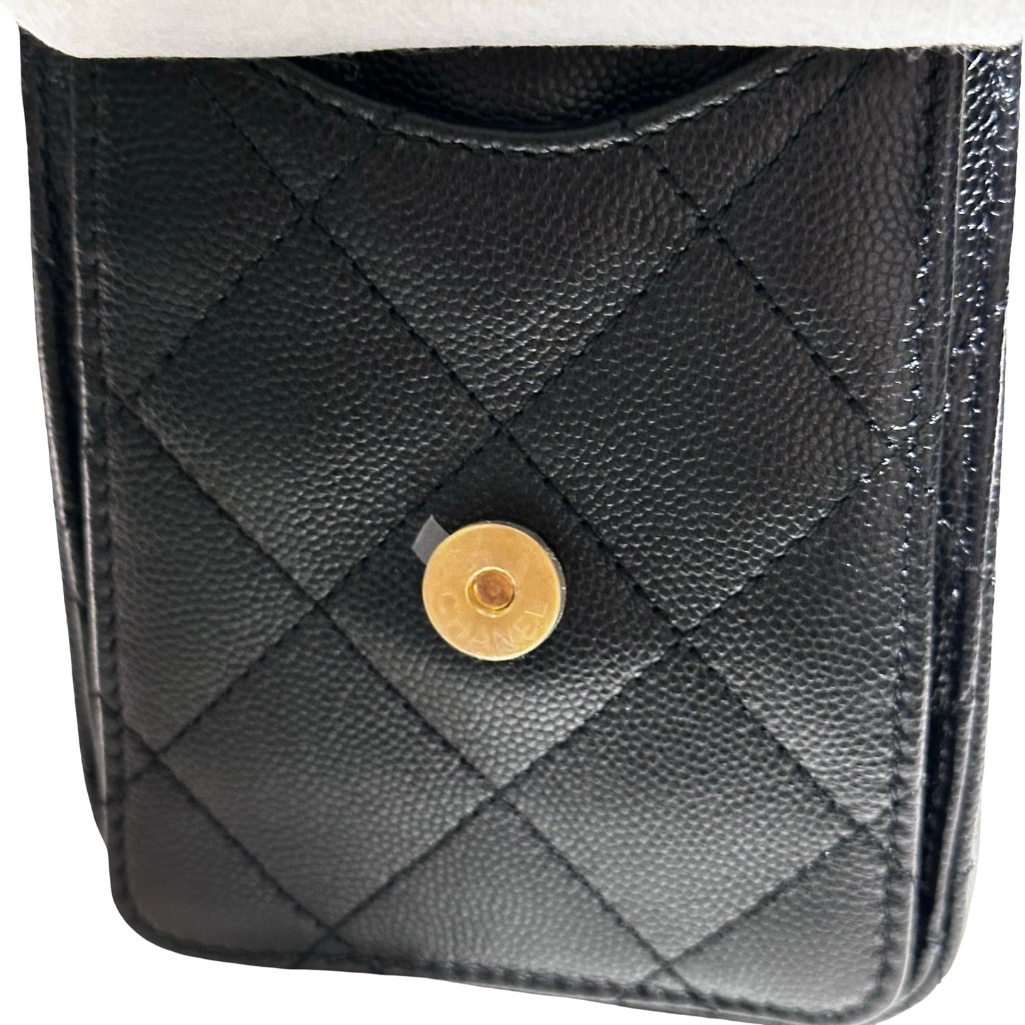 New CHANEL Caviar Leather 25 Mini Hobo Shoulder Bag Black GHW