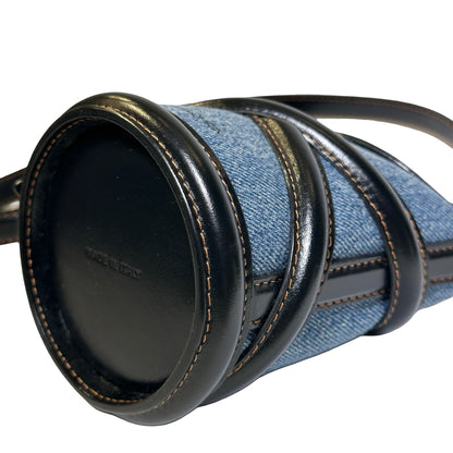 Used ALEXANDER MCQUEEN Denim Leather The Curve Shoulder Bag Navy Blue Black