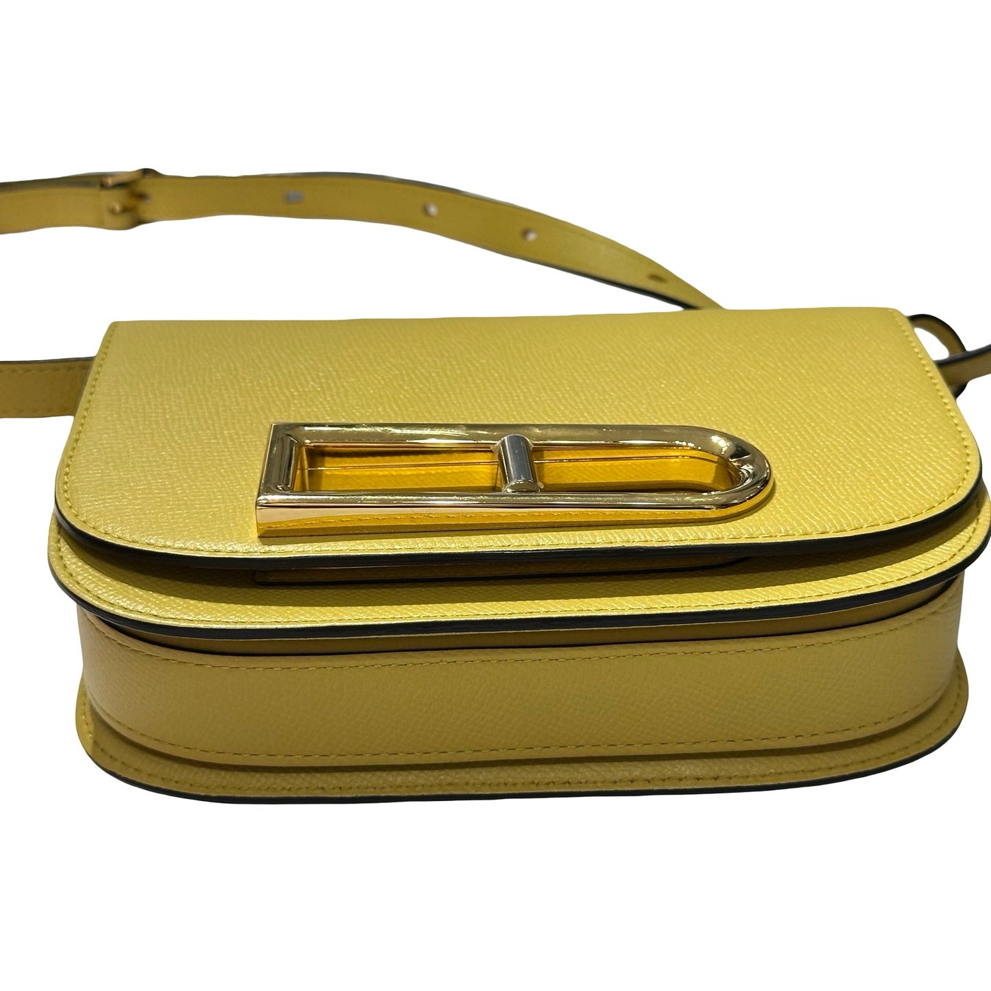 Used DELVAUX Alpina Calf Lingot Small Cross Body Bag Yellow PHW