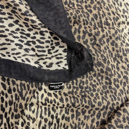 Used SAINT LAURENT Cashmere Silk Leopard Print Scarf Black Brown
