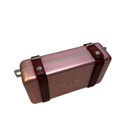 Used DIOR Aluminum Personal Clutch Crossbody Bag Pink