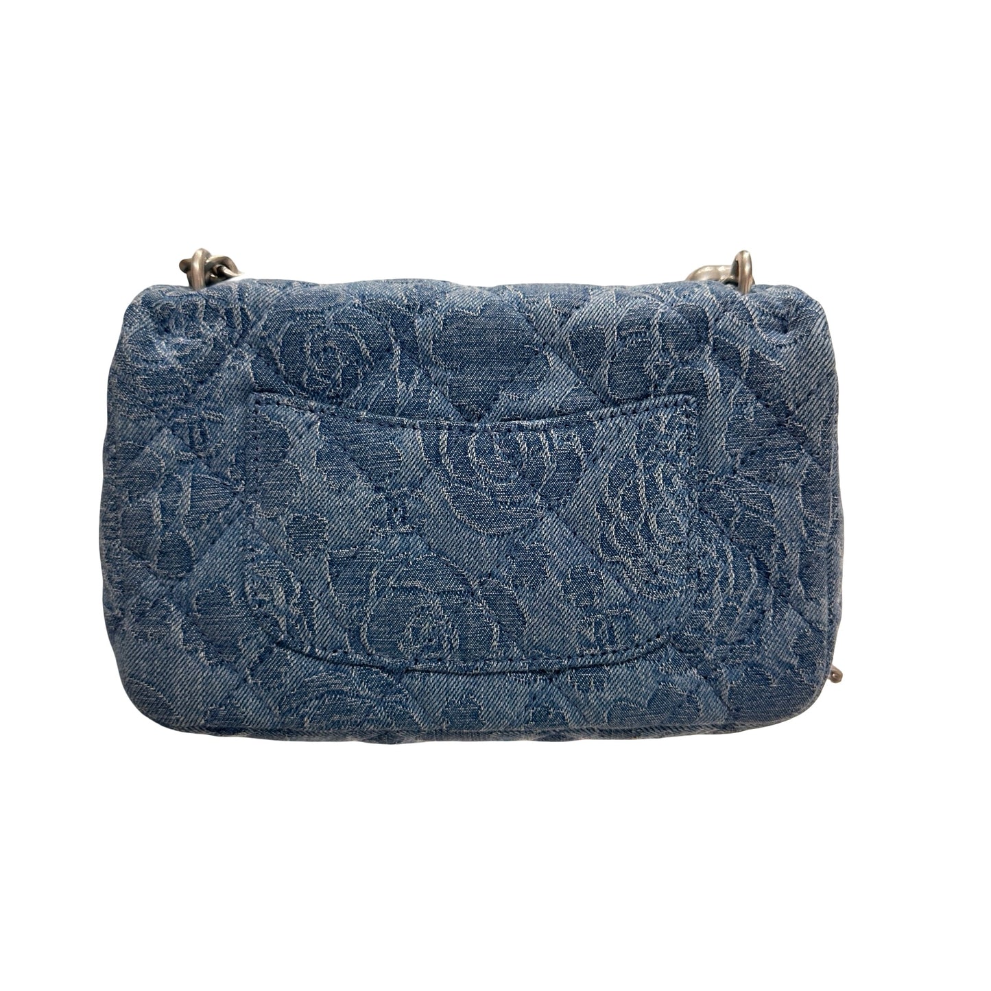 Used CHANEL Denim 23P CAMELIA HEART CRUSH FLAP Cross Body Bag Denim Blue