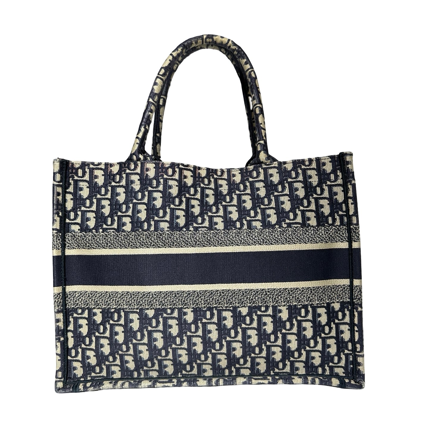 Used DIOR Canvas Used Dior Canvas Book Tote Tote Navy Blue Tote Bag Navy Blue