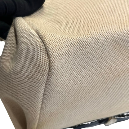 Used HERMES Canvas Leather Herbag Handbag Beige Blue
