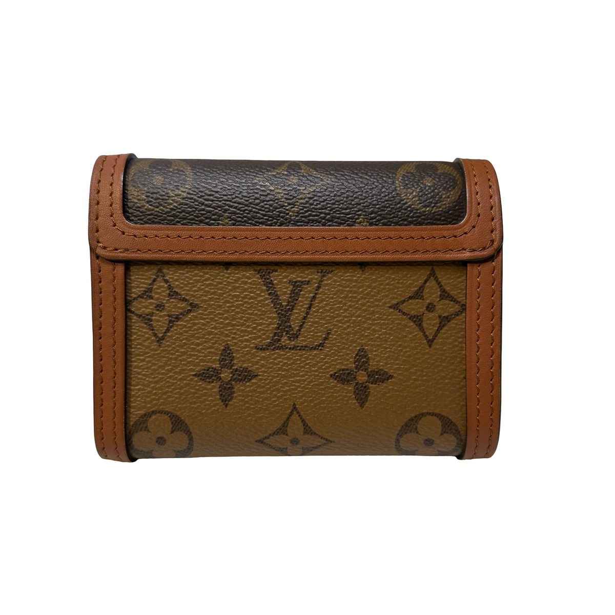 Used LOUIS VUITTON Monogram Monogram Reverse Portefeuille Dauphine Compact Wallet Brown Caramel