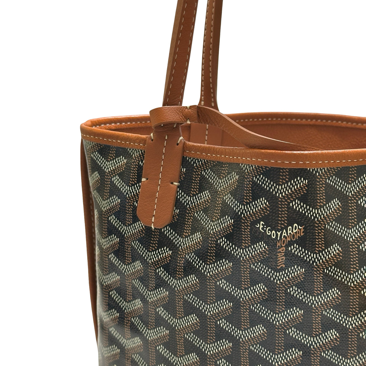 Used GOYARD Goyardine Hobo Tote Bag Black Brown