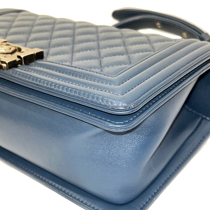 CHANEL BOY 25CM BLUE PHW CHAIN SHOULDER BAG [3001751]