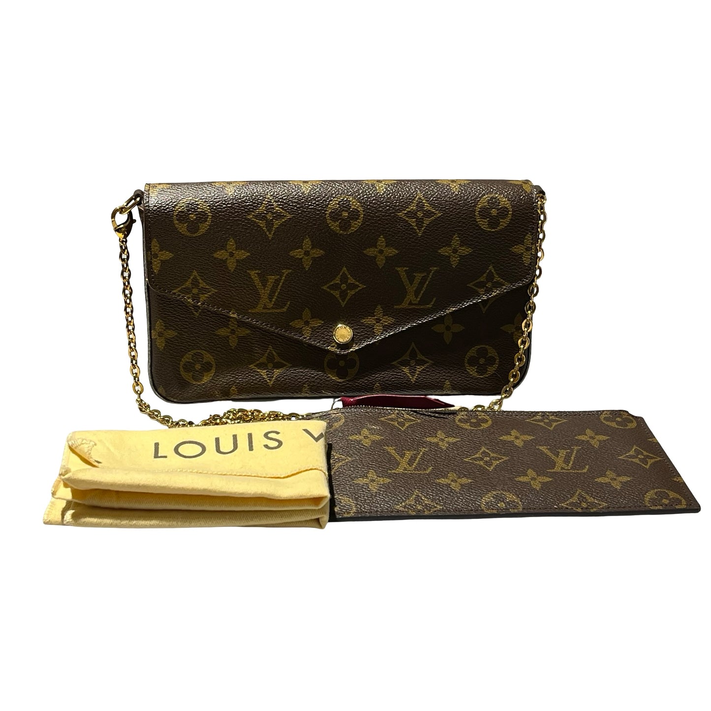 Used LOUIS VUITTON Félicie Pochette Clutch Bag Brown GHW