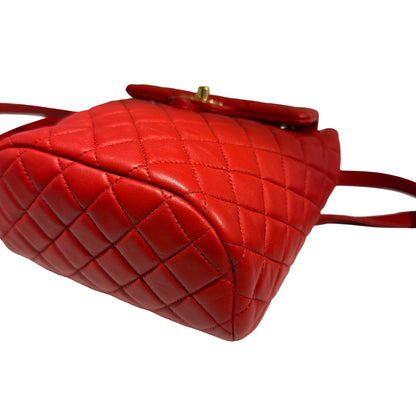 Used CHANEL Lambskin Urban Spirit Backpack Backpack Red