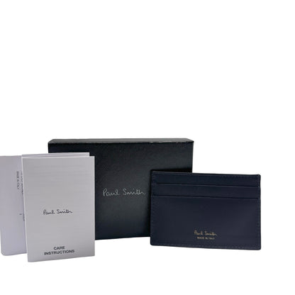 Used PAUL SMITH Calfskin Leather Cardholder Card holder Navy Blue