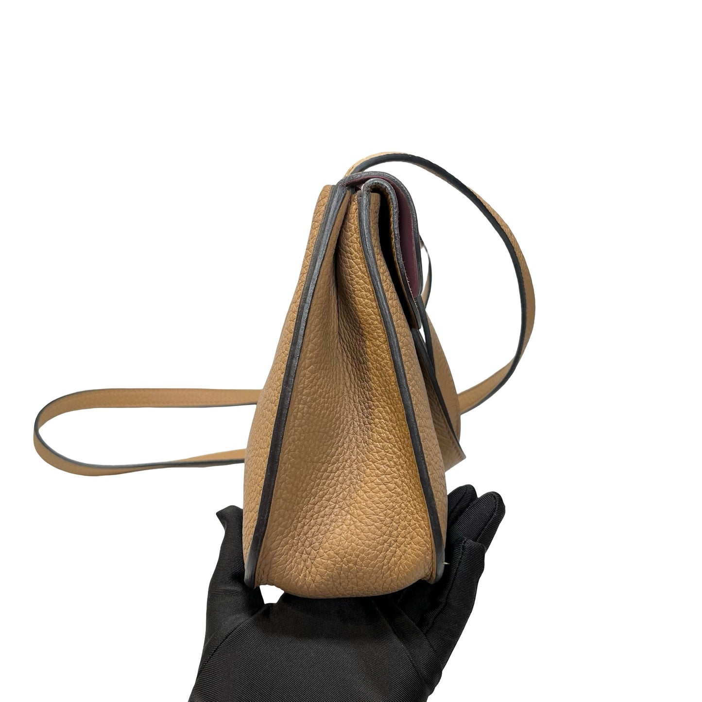 Used HERMÈS Clemence leather Halzan Shoulder Bag Brown Pink PHW