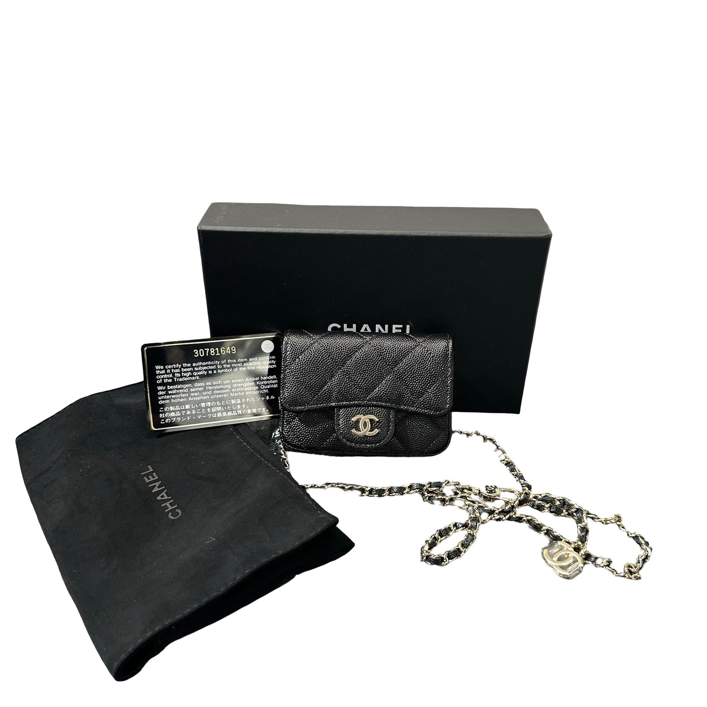Used CHANEL Calfskin Leather Mini Bag Black PHW