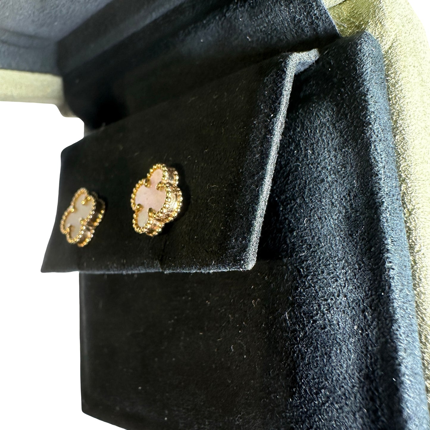 Used VAN CLEEF & ARPELS Mother of Pearl 18K Yellow Gold Vintage Alhambra Earrings White Gold