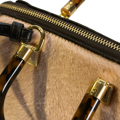 Used FENDI Fur Fendi Roma Logo By The Way Handbag Beige Black