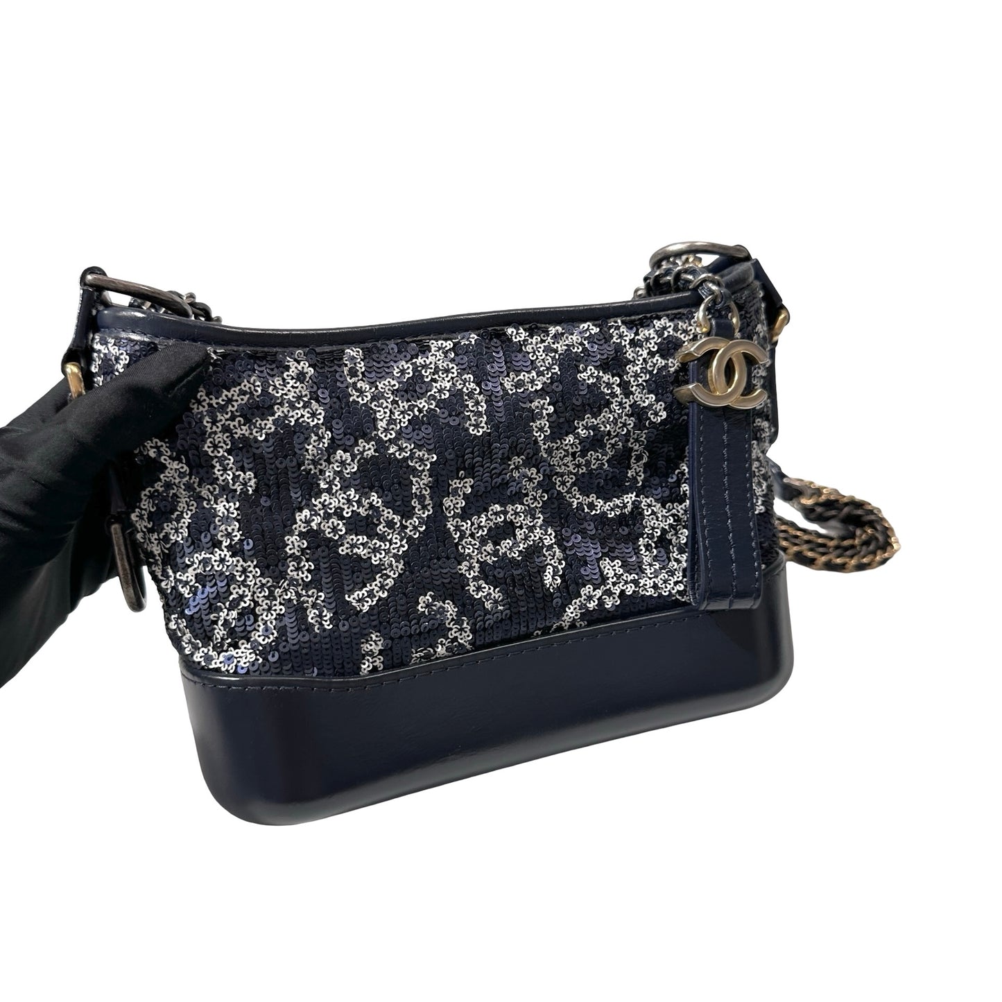 CHANEL Sequins Calfskin Leather Gabrielle small Cross Body Bag