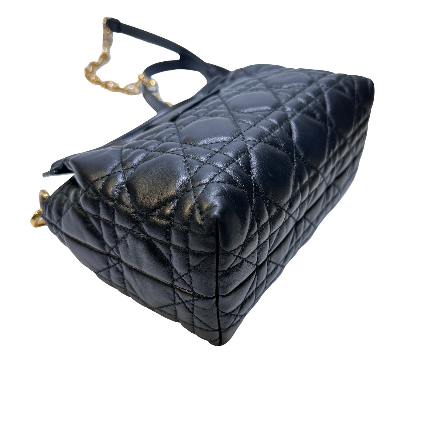 Used Dior Lambskin Leather Jolie Top Handle Cross Body Bag Black GHW