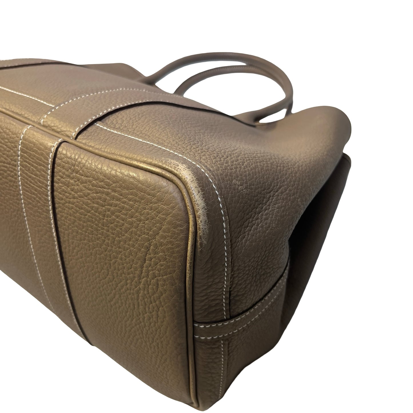 Used HERMES Leather Garden Party Tote Bag Brown