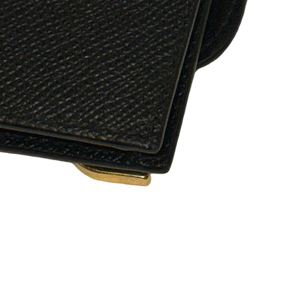 Used DIOR Goatskin Saddle Flap Card Holder Black GHW