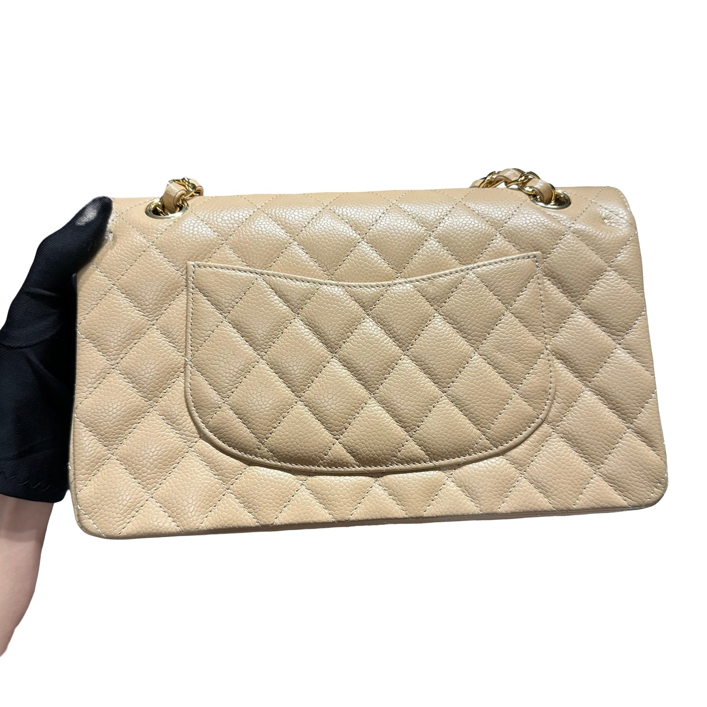 Used CHANEL Calf skin CF 25 Shoulder Bag Beige GHW