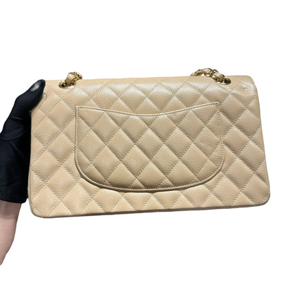 Used CHANEL Calf skin CF 25 Shoulder Bag Beige GHW