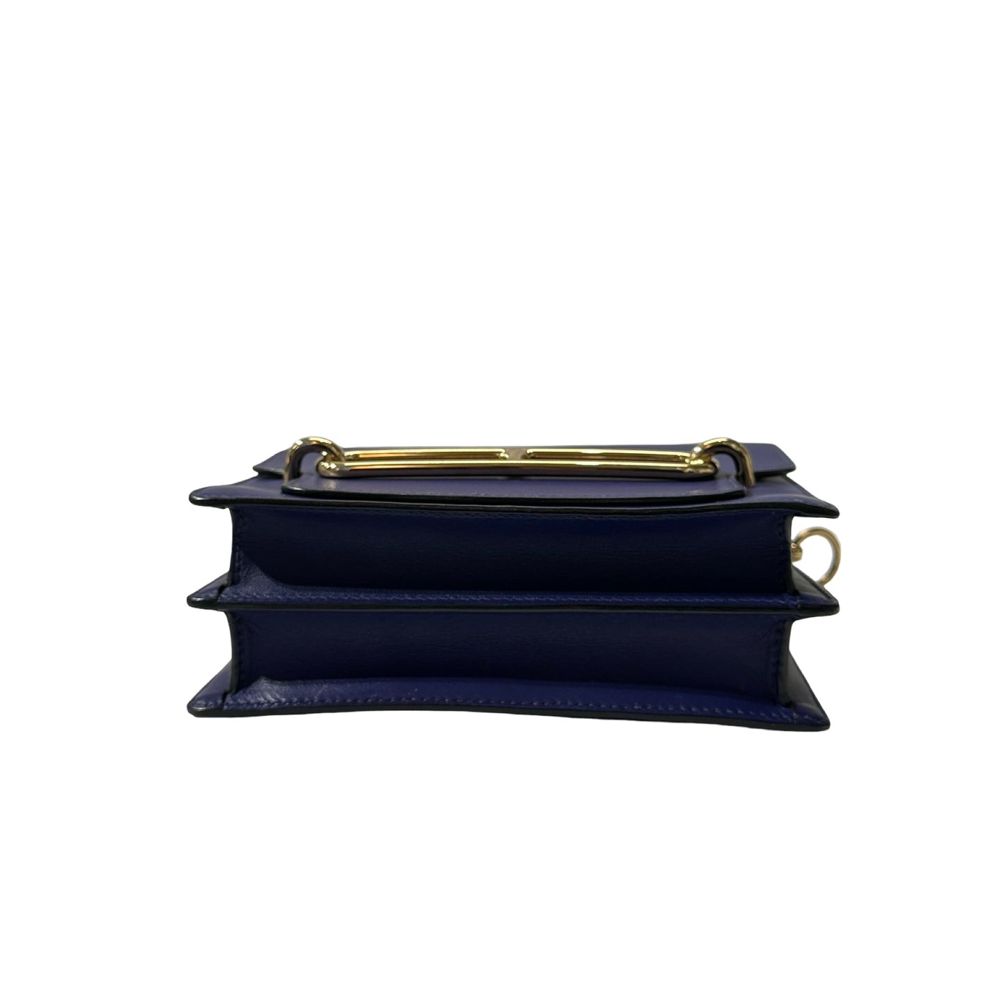 Used HERMÈS Allegro Calfskin MINI ROULIS Shoulder Bag M3 Bleu Encre GHW