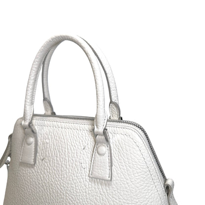 Used MAISON MARGIELA Textured Leather 5AC Classique Mini Bag Handbag White PHW