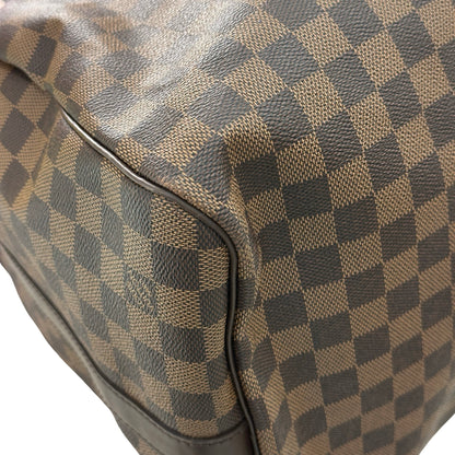 Used LOUIS VUITTON Damier Ebene Canvas KEEPALL Duffel Bag Brown GHW
