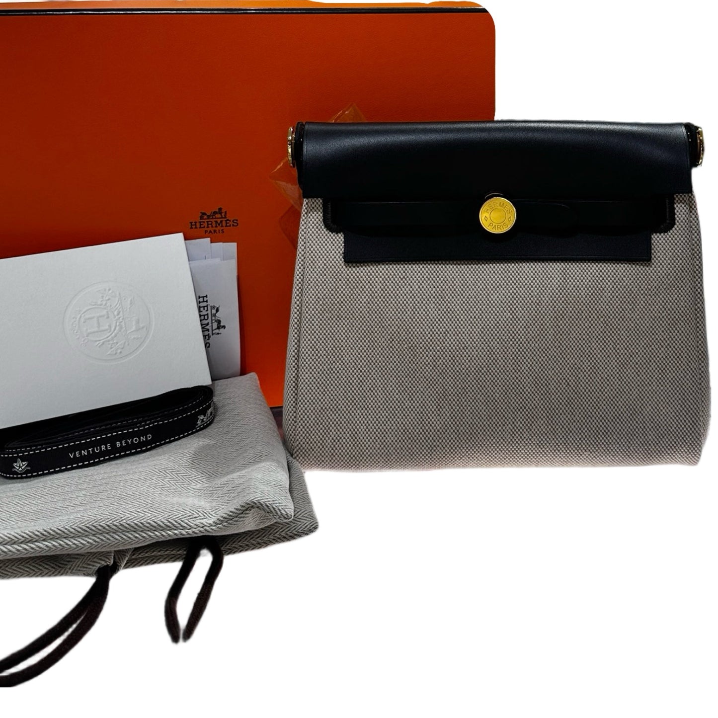 New Hermès Mini Herbag Cross Body Bag Brown GHW