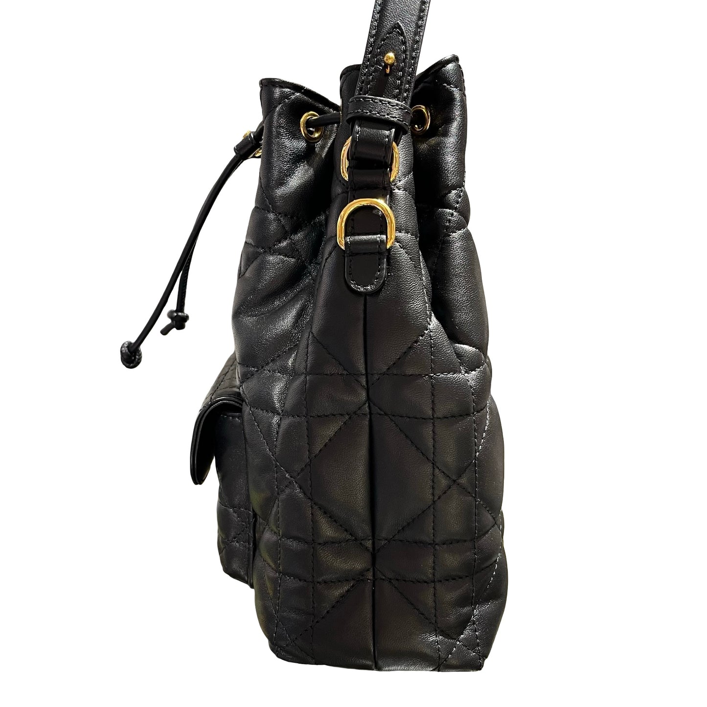 Used DIOR Caro Bucket Bag Black GHW