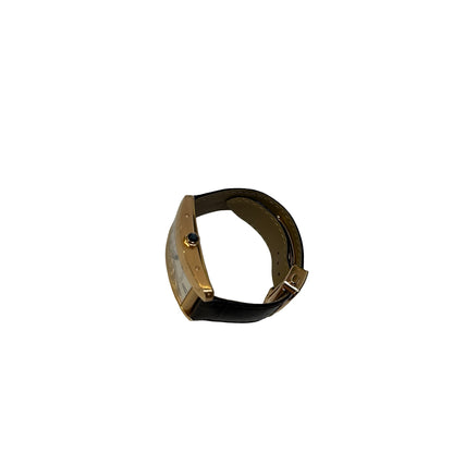 Used CARTIER Leather Gold Tank Americaine Watch Gold Brown