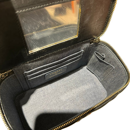 Used CHANEL Lambskin Leather Vanity Case Cross Body Bag Black GHW