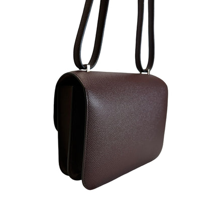 Used HERMES Epsom Mini Constance Crossbody Bag Rouge