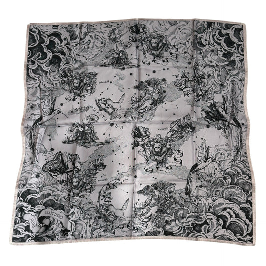 Used DIOR Toile de Jouy Toile de Jouy Scarf White Blue