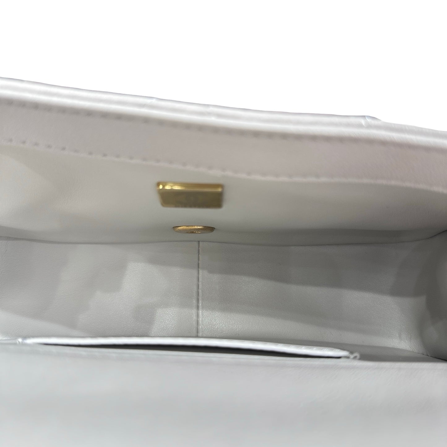 Used CHANEL Peal Crush Mini Flat 20cm Flat bag Grey GHW