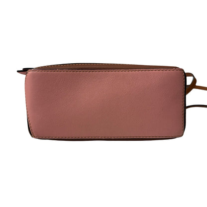 Used Loewe Calfskin Leather Puzzle Mini Cross Body Bag Brown Pink GHW