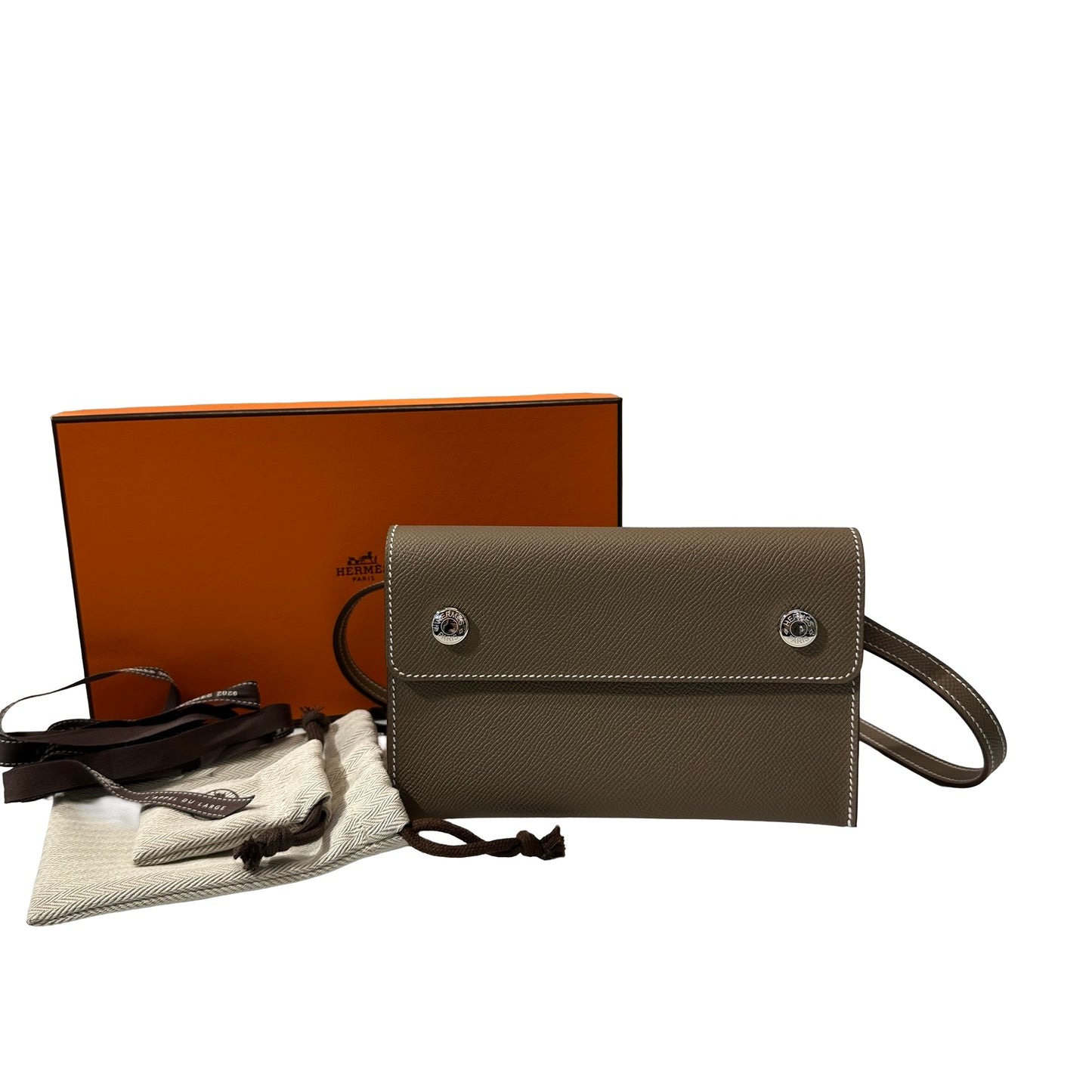 New HERMÈS Epsom Snap to Go Shoulder Bag Etoupe (18) GHW