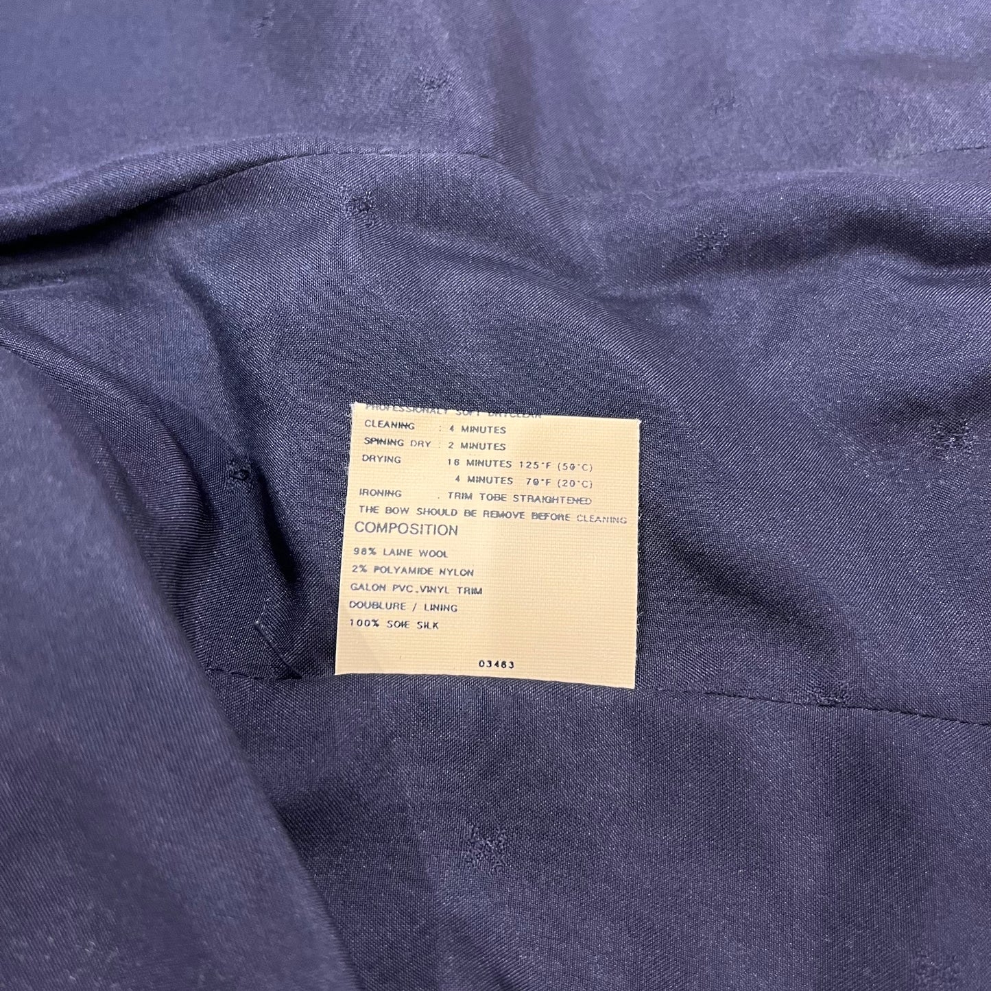 Used Chanel Wool Tweed short-sleeve jacket+skirt set Clothing Navy