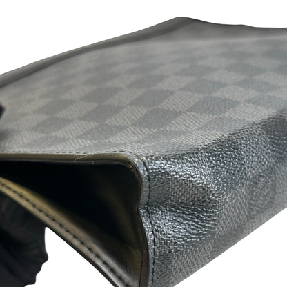 Used LOUIS VUITTON Damier Graphite Canvas Leather Trio Messenger Cross body bag Black Grey