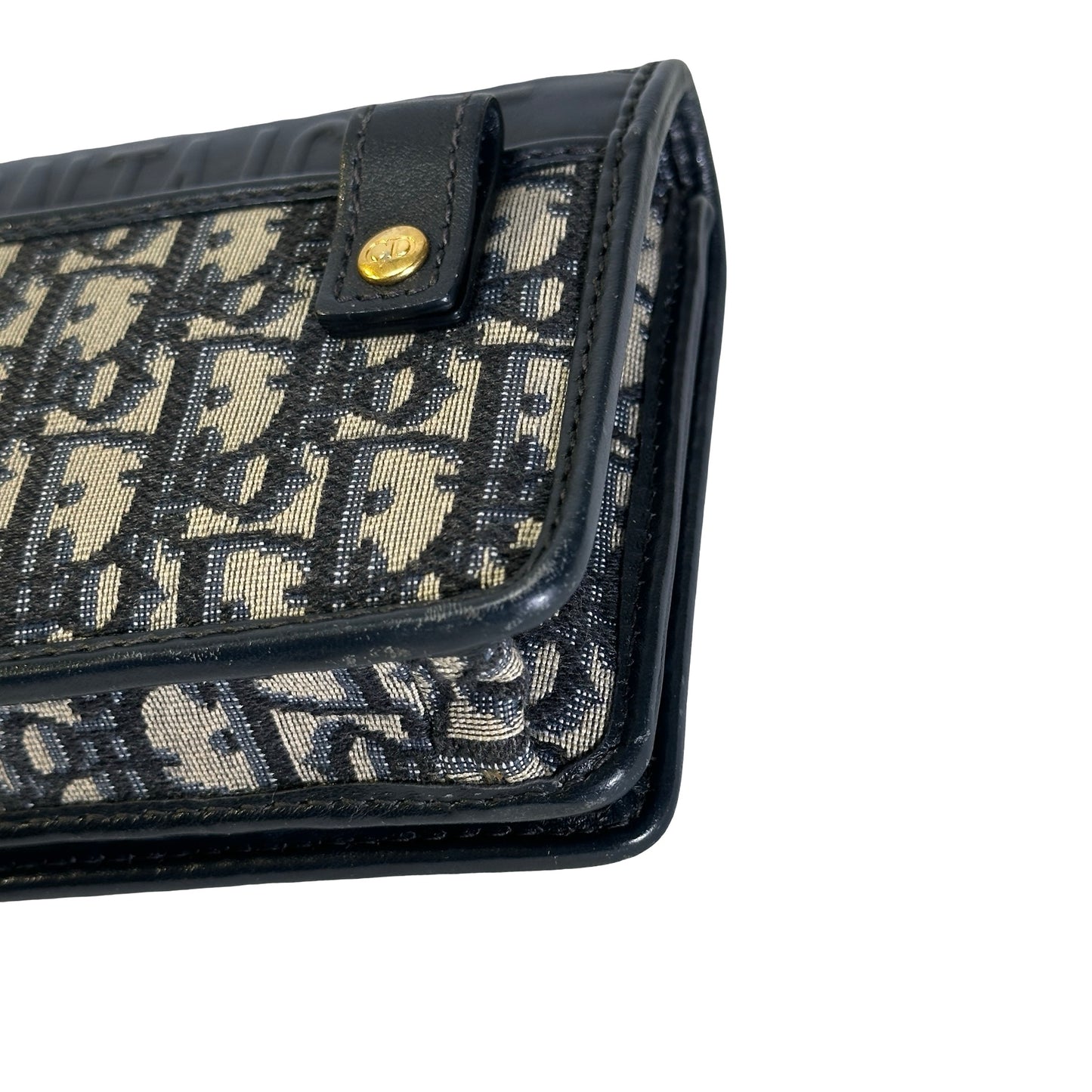 Used DIOR Dior Oblique Oblique Cross body bag Blue Beige Black GHW