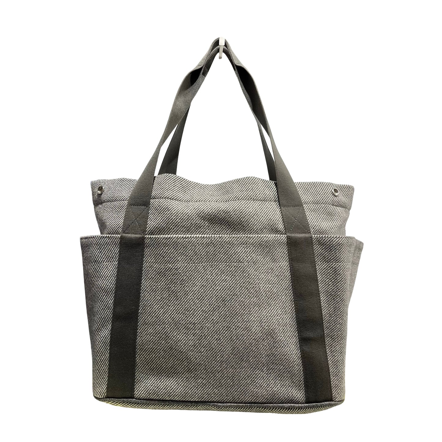 Used HERMES Canvas Animaux Nattes Nappy Bag Tote Bag Grey