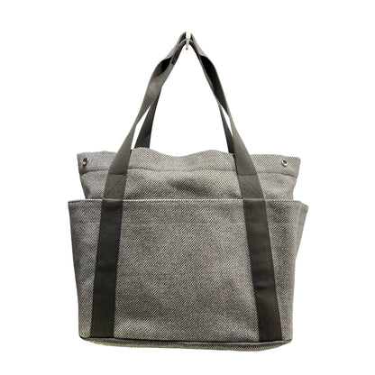 Used HERMES Canvas Animaux Nattes Nappy Bag Tote Bag Grey