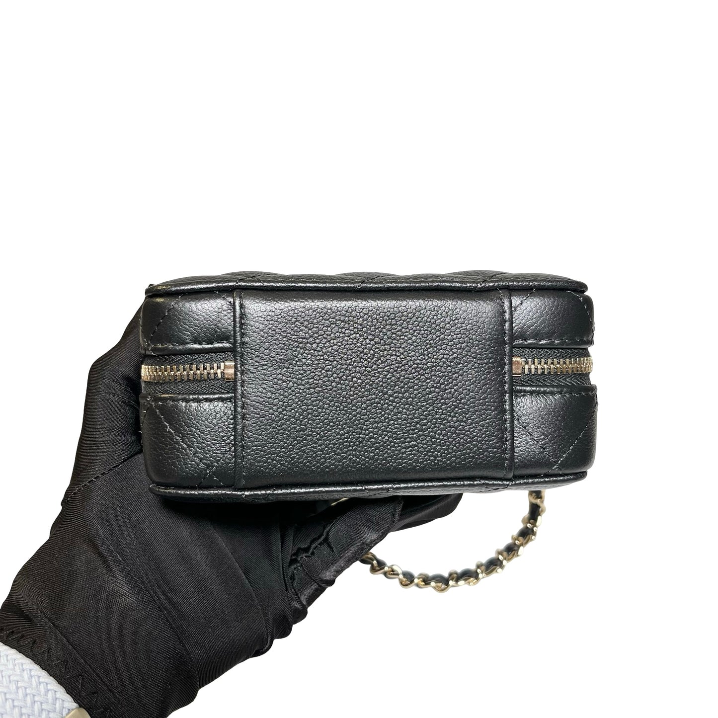 Used Chanel Caviar Leather Vanity Case Black PHW