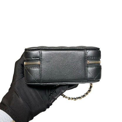 Used Chanel Caviar Leather Vanity Case Black PHW