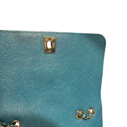 Used CHANEL Chevron Statement Flap Chain Shoulder Pearl Green GHW Chain Shoulder Bag