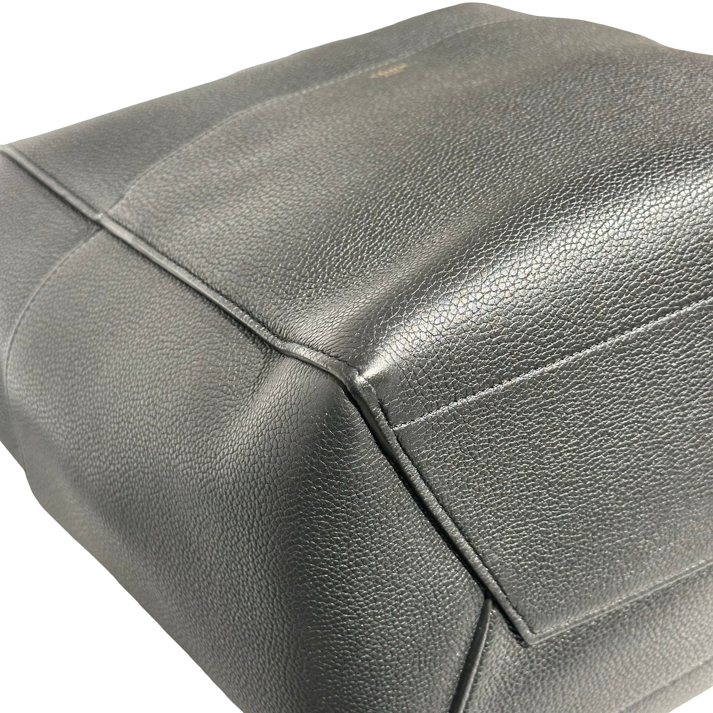 Used CÉLINE Calfskin Leather Sangle Shoulder Bag Black GHW