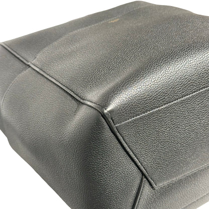 Used CÉLINE Calfskin Leather Sangle Shoulder Bag Black GHW