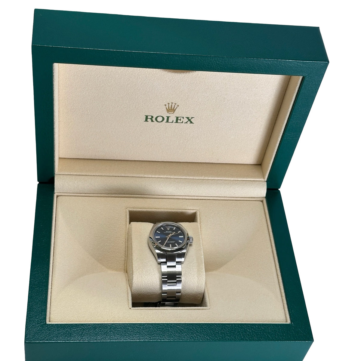 Used ROLEX Stainless Steel Oyster Perpetual Watch Blue Silver
