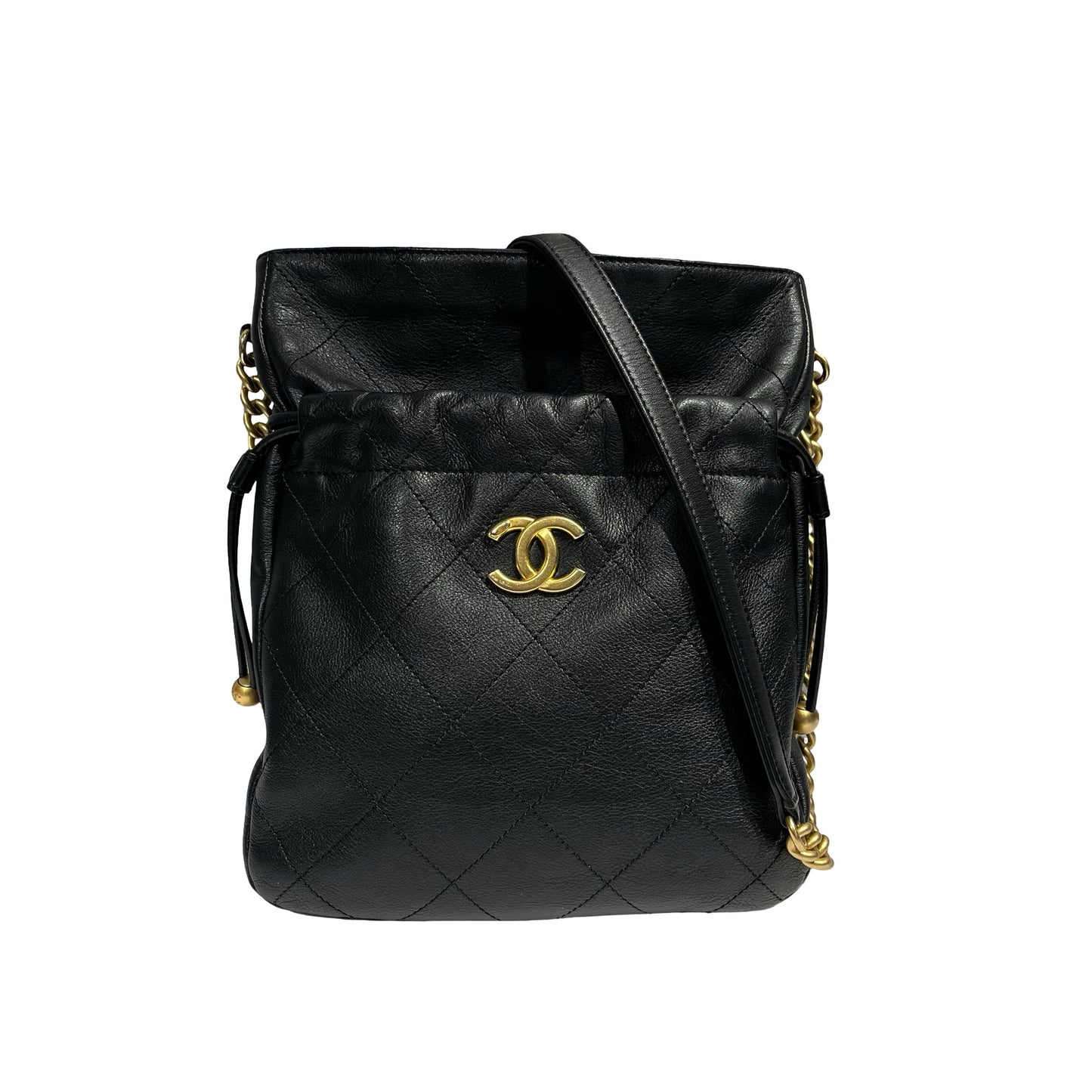 CHANEL BUCKET BAG BLACK GHW [3001201]