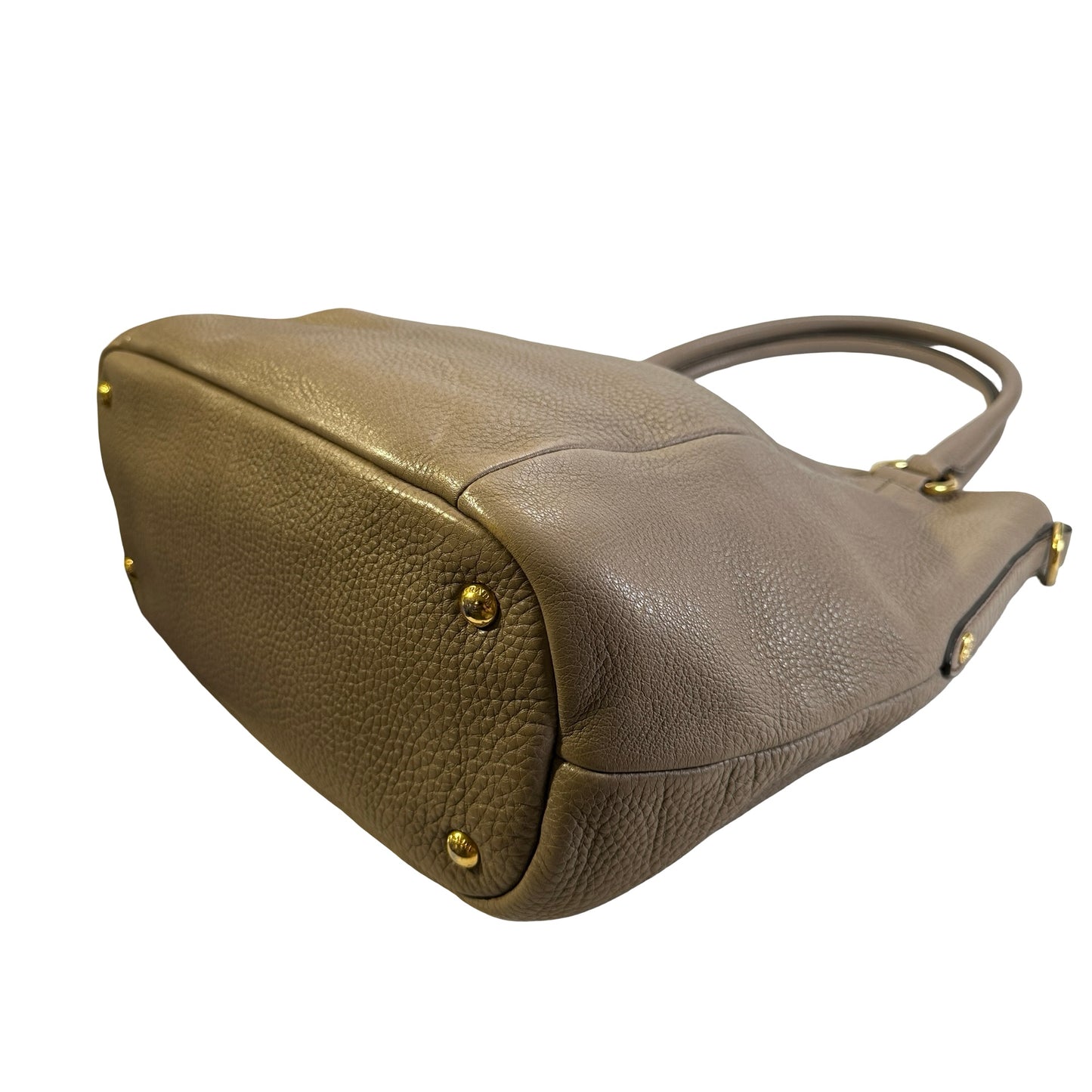 Used PRADA Vitello Phenix Leather Vitello Phenix Shopping Tote Handbag Argilla Grey Taupe